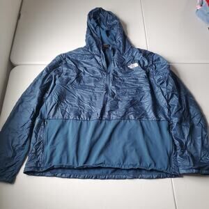 The North Face Jacket Mens 2XL Blue Hooded 1/2 Zip Windbreaker Lightweight Shell